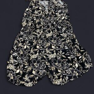 Old Navy Black and Cream Floral Jumpsuit